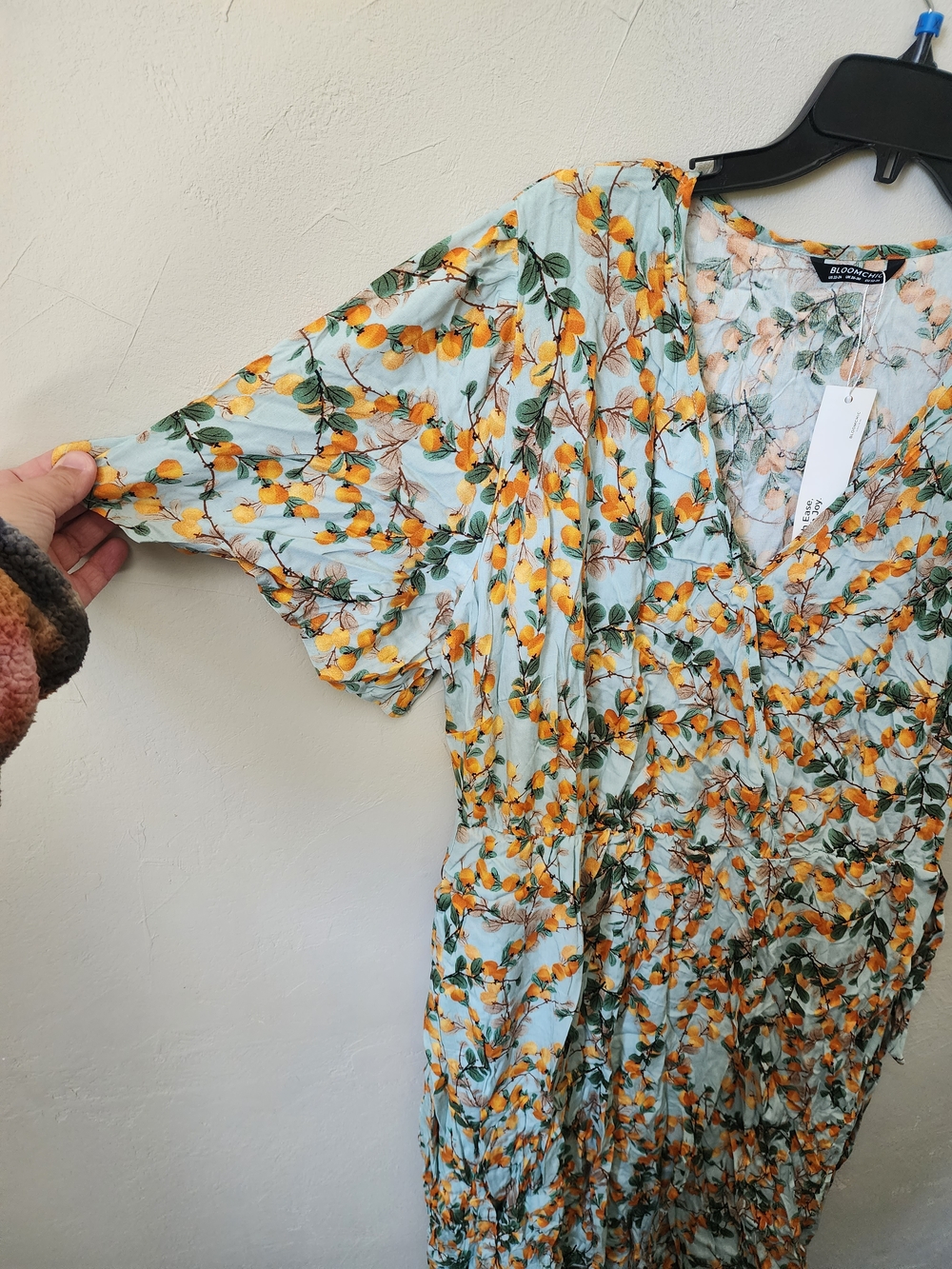 BloomChic Yellow & Mint Floral Wrap-Style Midi Dress Size 3x NWT - Picture 2 of 6
